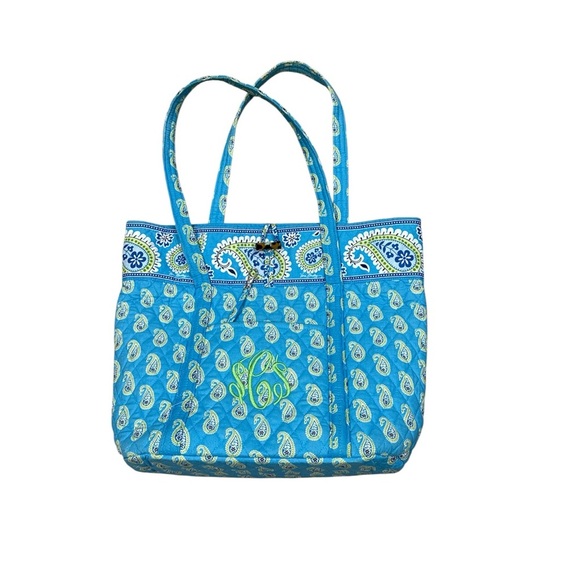 Vera Bradley Size L Blue Paisley Tote Vibrant Design - Picture 1 of 9